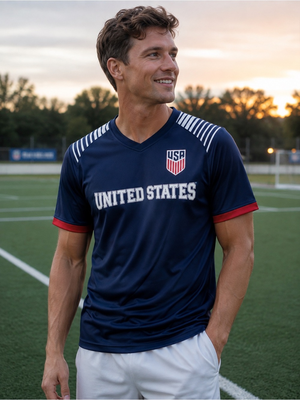 Icon Sports USA Soccer Jersey, Polyester, Navy, size L